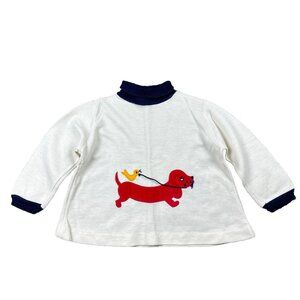 Vintage Nannekins Appliqué Wiener Dog Bird Toddler Turtleneck Sweater Top